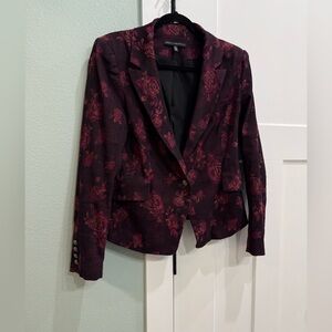 White House Black Market Floral Burgundy Blazer